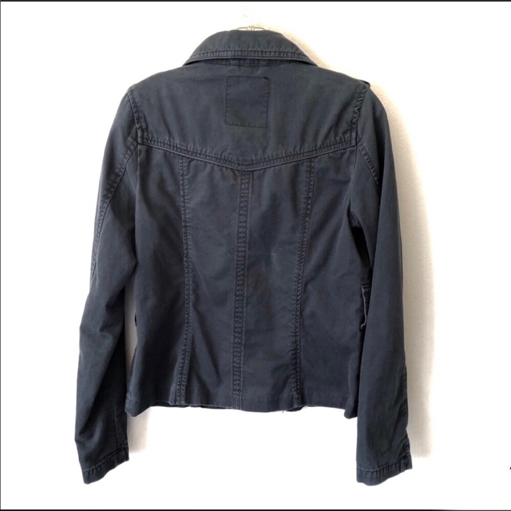 American Eagle Outfitters Navy Blue Utility Jacket Adjustable Collar Coa… - Picture 12 of 12